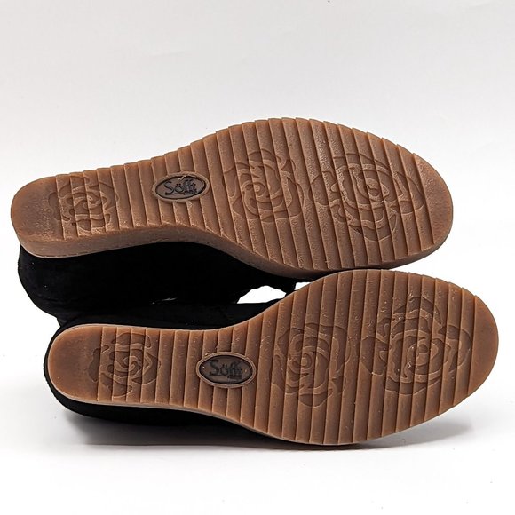 Sofft Women Siri Side Zip Distressed Black Suede Wedge Boots Size 10 - Picture 3 of 11